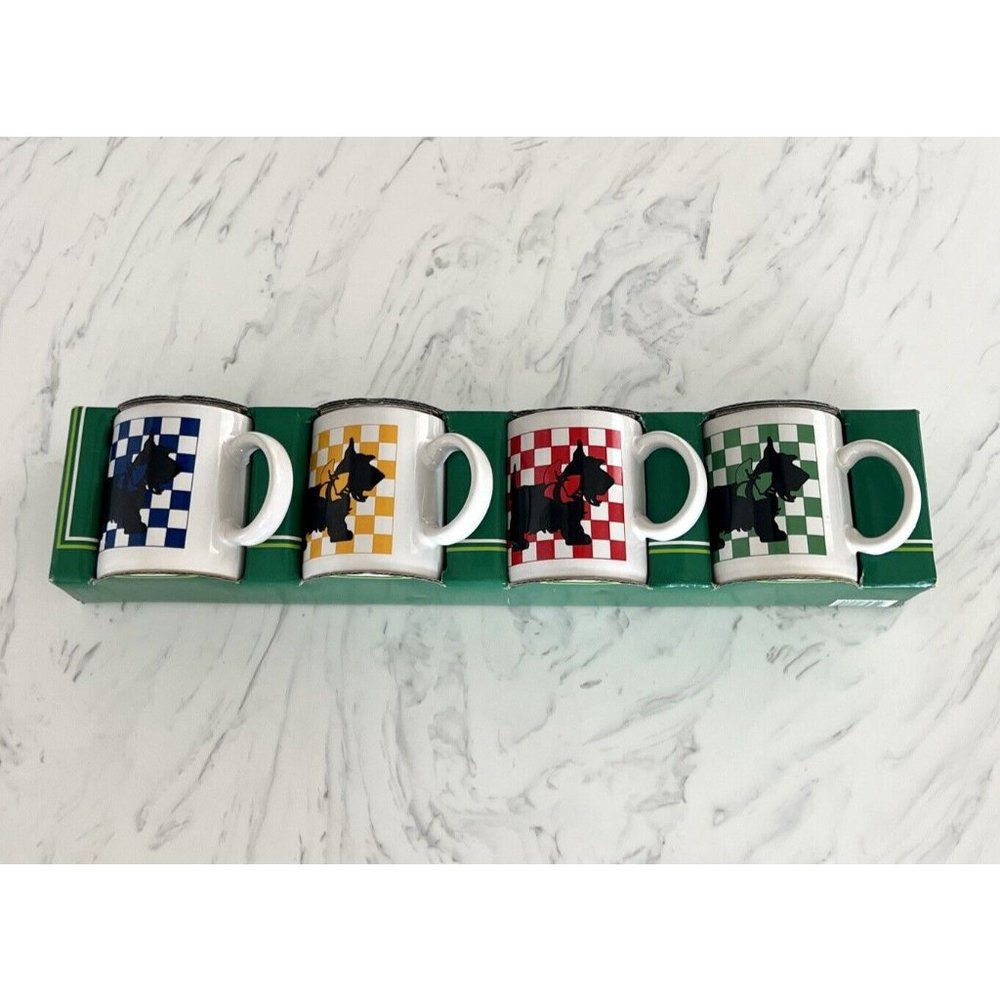 VINTAGE NEW Scottie Dog Mugs Set of 4 Scottish Terrier Coffee Tea Cups 1985 80s - Picture 5 of 8